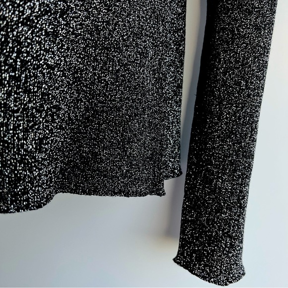 August Silk Black Metallic Silk Mock Neck Top Size M - Picture 4 of 7